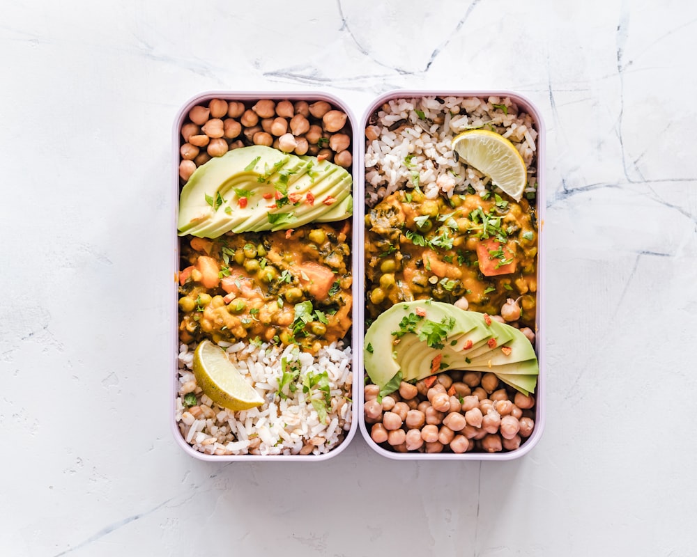 Colorful Buddha bowl with greens and grains